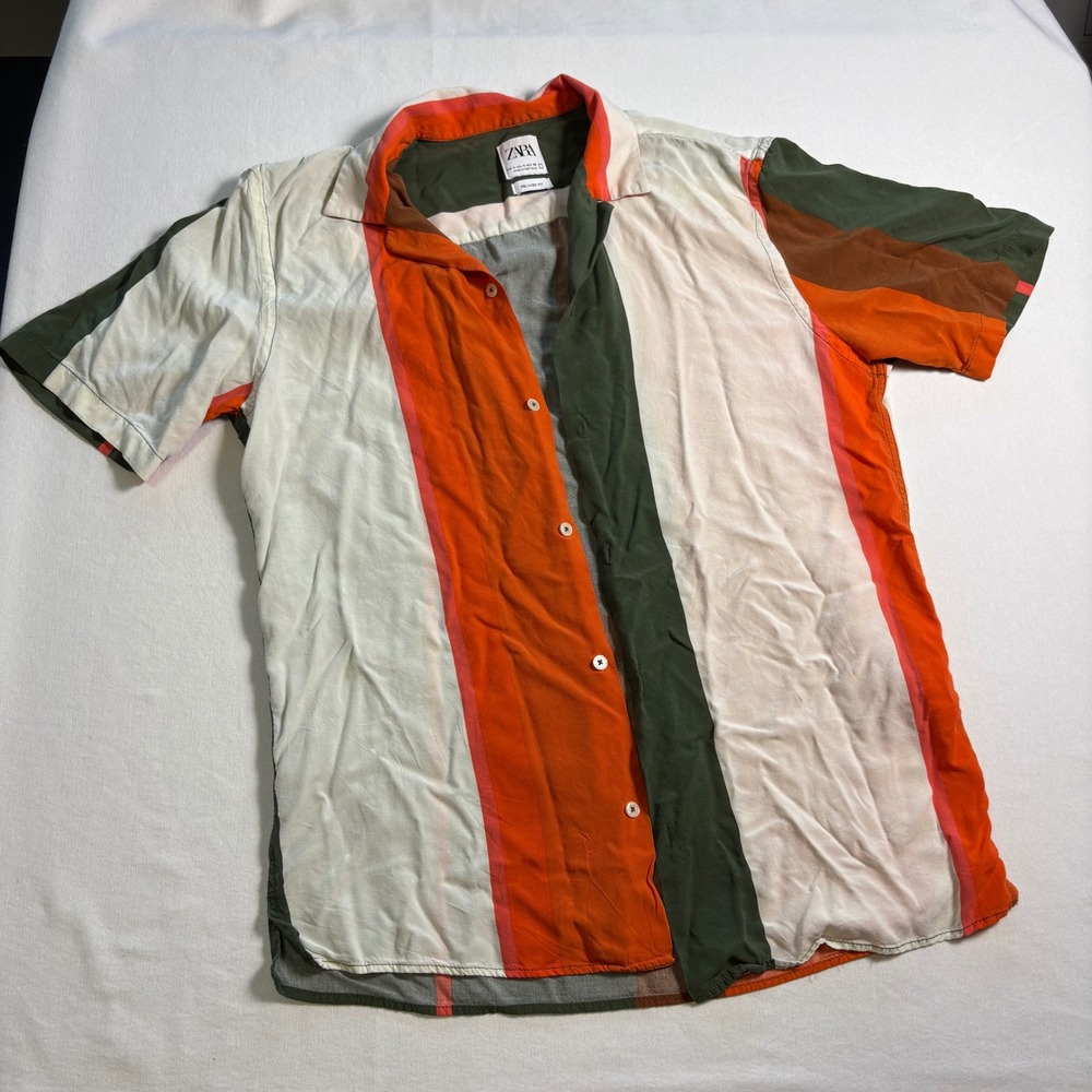 Zara Short Sleeve Button Down S Multicolor Striped Relaxed